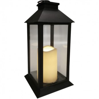 Декоративный фонарь NEON-NIGHT со свечкой, черный корпус, 14x14x29 см, теплый белый Декоративный фонарь NEON-NIGHT со свечкой, черный корпус, 14x14x29 см, теплый белый