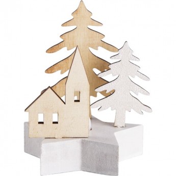 Деревянная фигурка NEON-NIGHT с подсветкой Домик в лесу 9х8х10 см