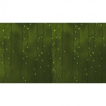 Гирлянда дождь NEON-NIGHT (занавес) 2х3м, черный ПВХ, 760 LED зелёные