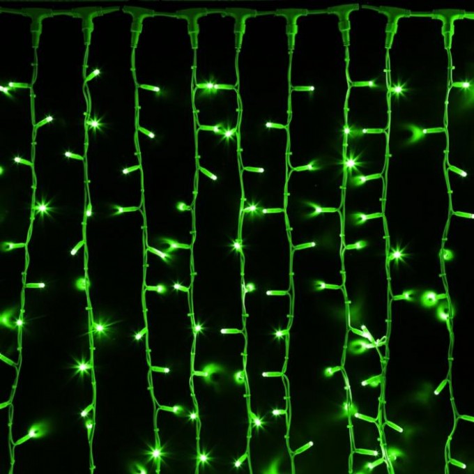 Гирлянда дождь (занавес) NEON-NIGHT 2х3м, белый каучук IP67, 760 LED зеленые 237-134