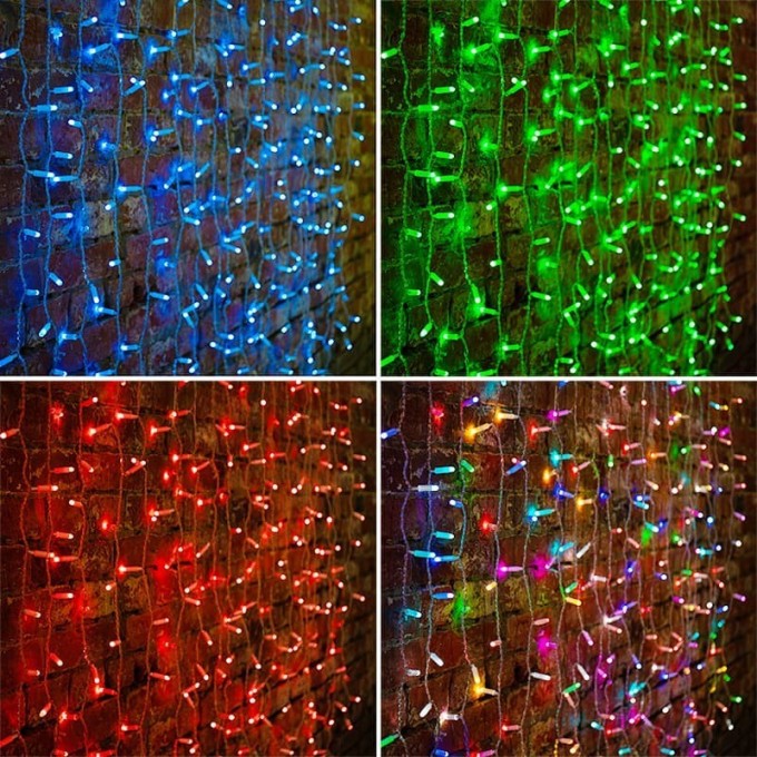 Гирлянда NEON-NIGHT СВЕТОДИОДНЫЙ ДОЖДЬ 300 LED RGB, с динамикой 245-309