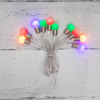 Гирлянда светодиодная NEON-NIGHT Мини-лампочки 10 LED мультиколор 1,5 метра, прозрачный ПВХ, питание 2хАА