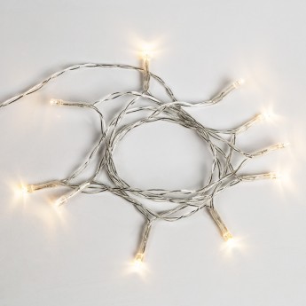 Гирлянда светодиодная NEON-NIGHT универсальная 10 LED теплый белый 1,2 метра, прозрачный ПВХ, 2хАА